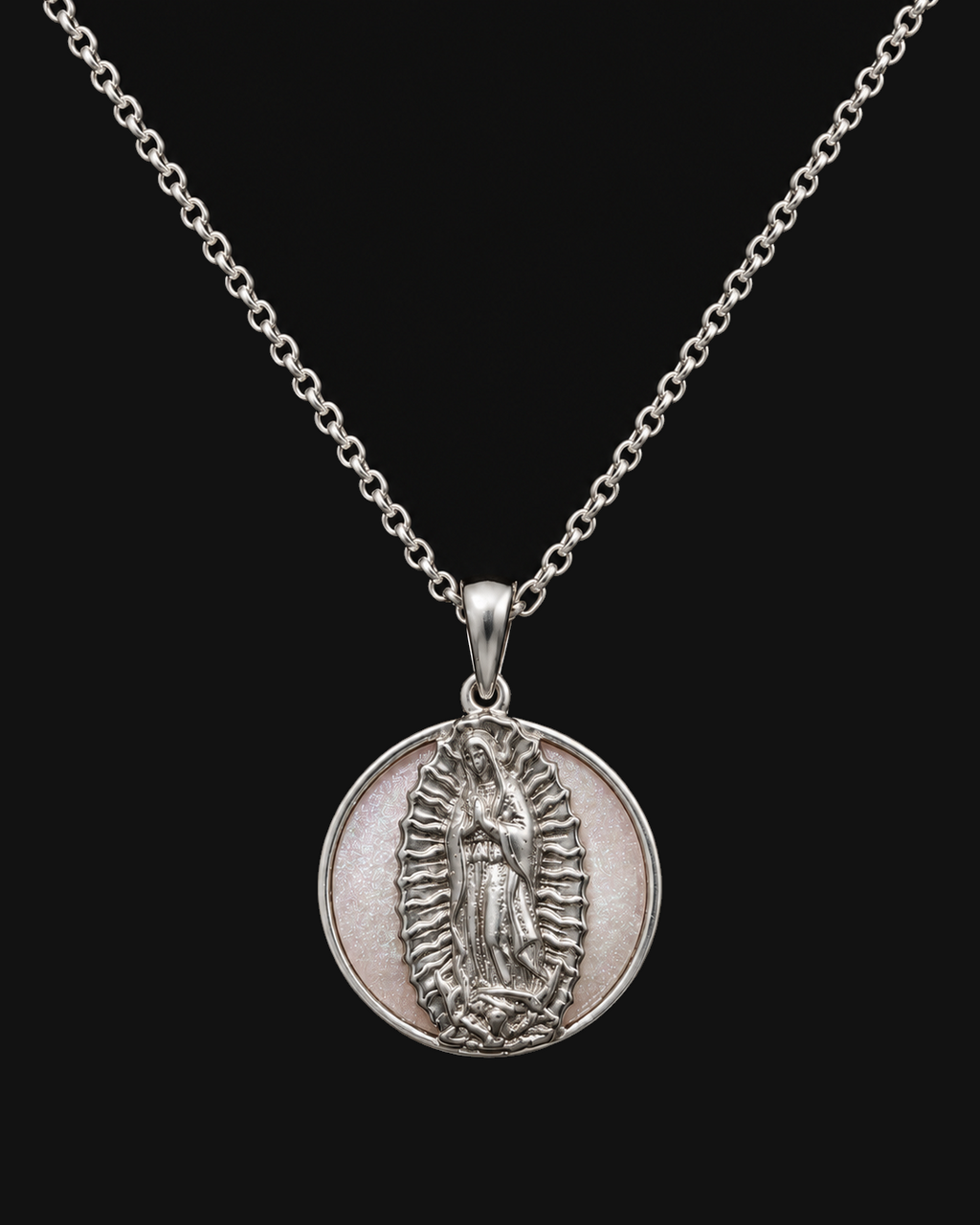 Collar Mira Plateado - Virgen de Guadalupe