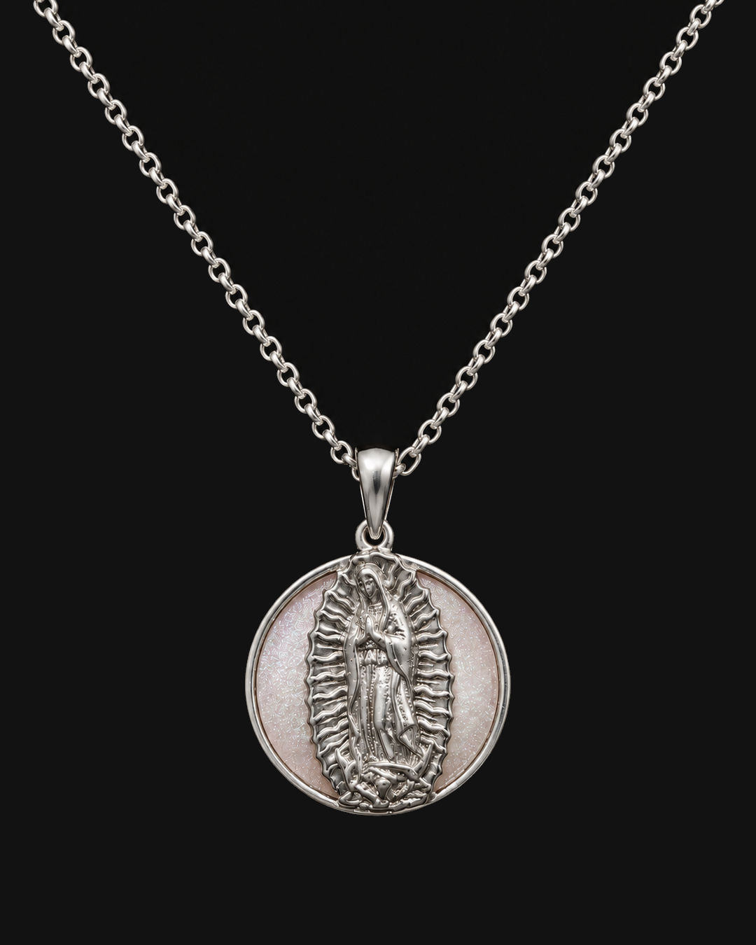 Collar Mira Plateado - Virgen de Guadalupe